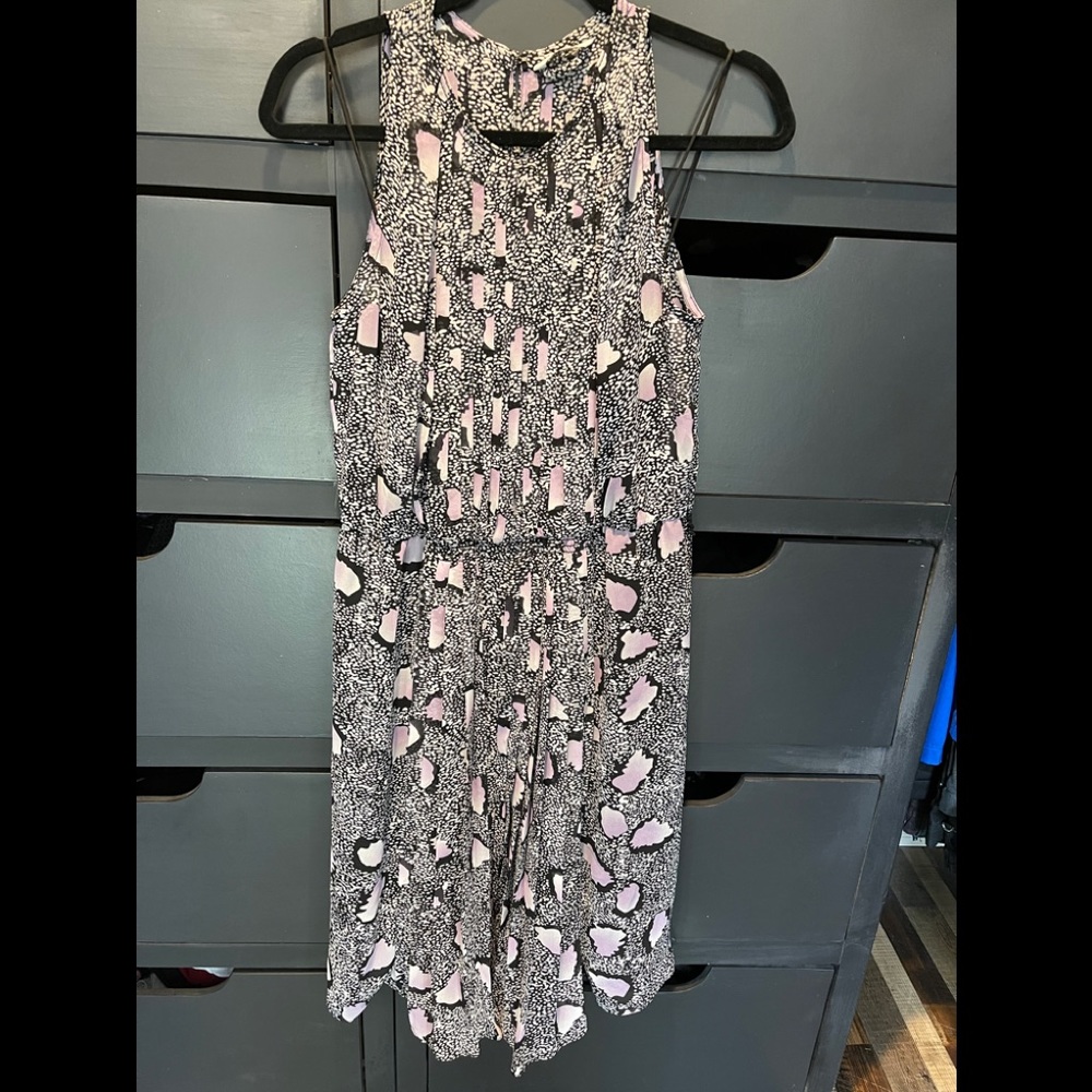 Dvf Pleated Ria Dress Black & Purple Cheetah